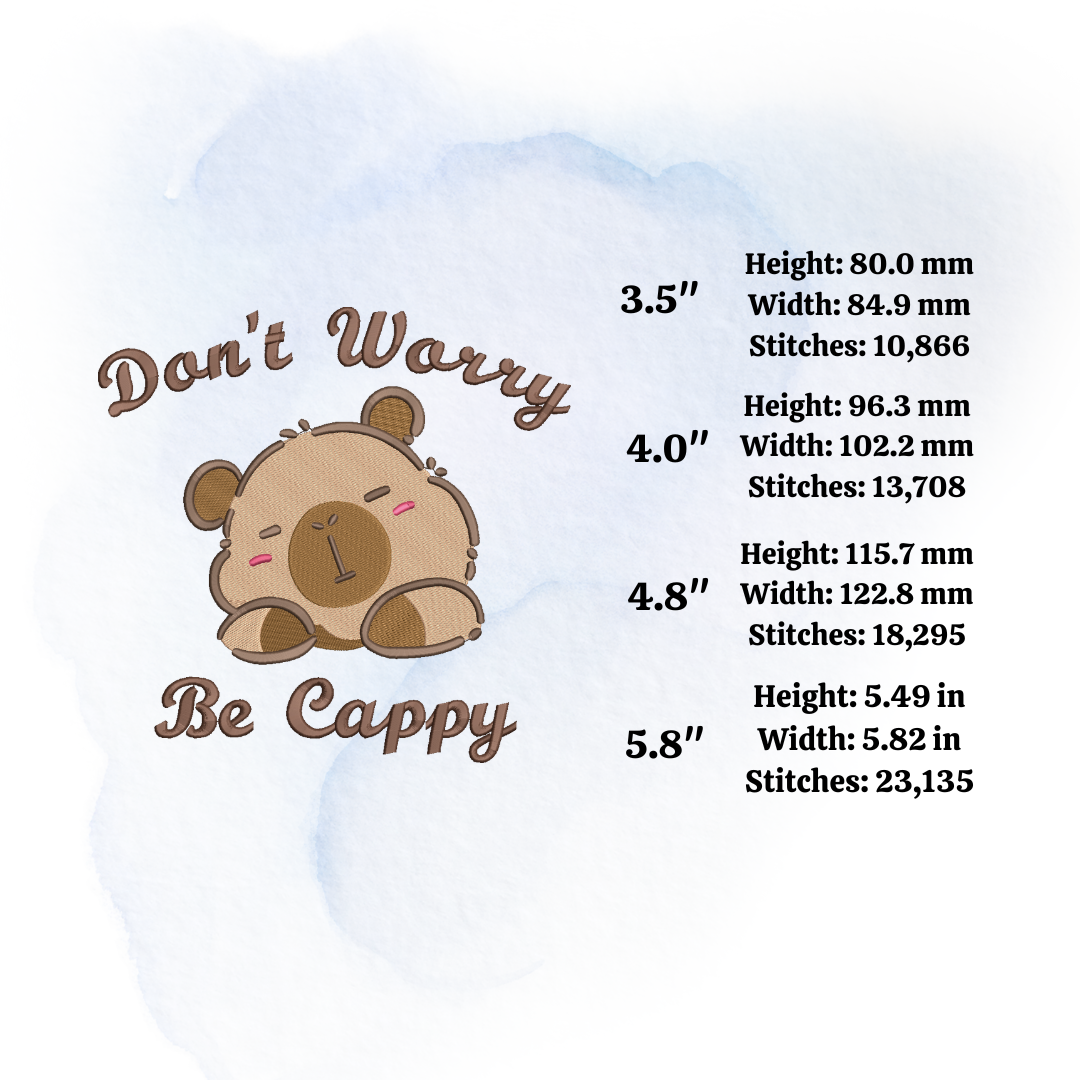 Capybara Machine Embroidery Design, Capybara Embroidery Design be cappy embroidery animal design capypara gift