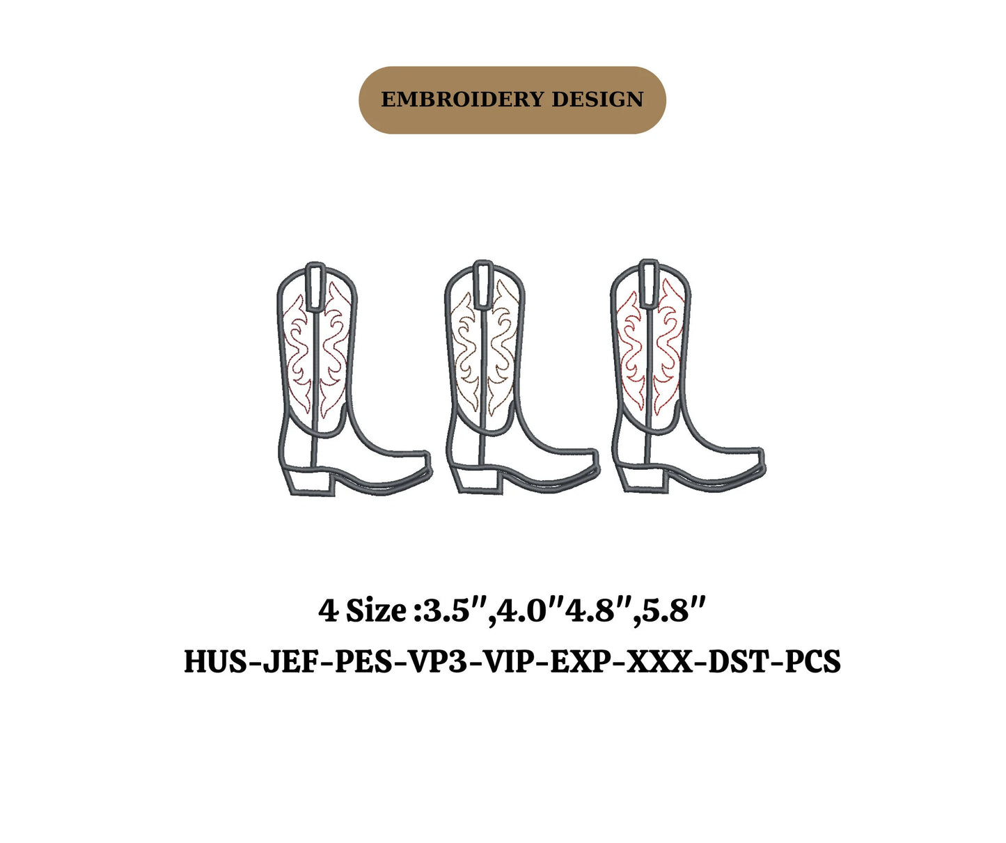 Cowboy Boots Embroidery Design, Wildflower Shoes Embroidery, Wyoming Embroidery Pattern, Cowgirl Hat Stitch, Digital Download