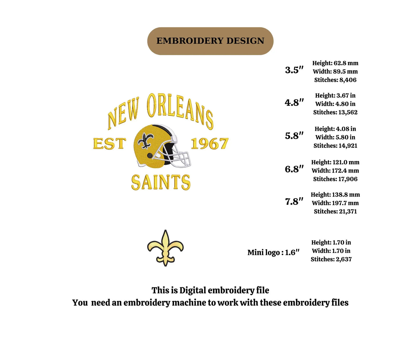 New orleans SAINTS 2 designs state embroidery state embroidery city lover US embroidery state location designs 4 inch hoop