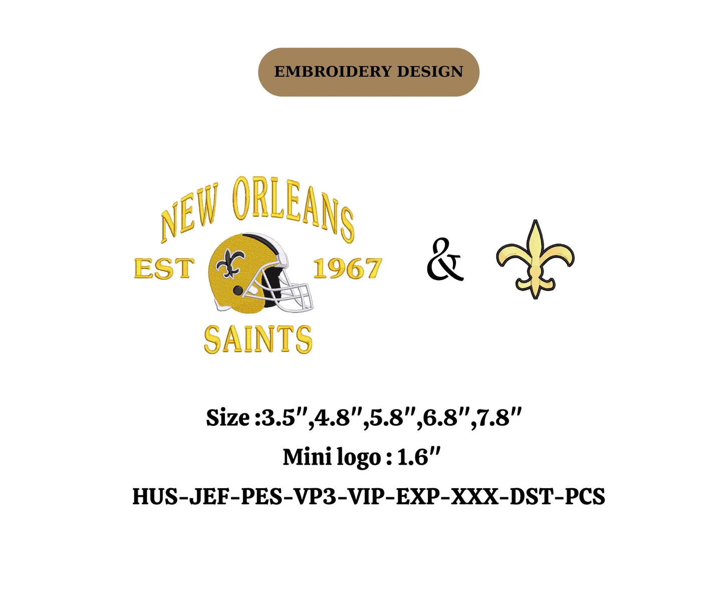 New orleans SAINTS 2 designs state embroidery state embroidery city lover US embroidery state location designs 4 inch hoop