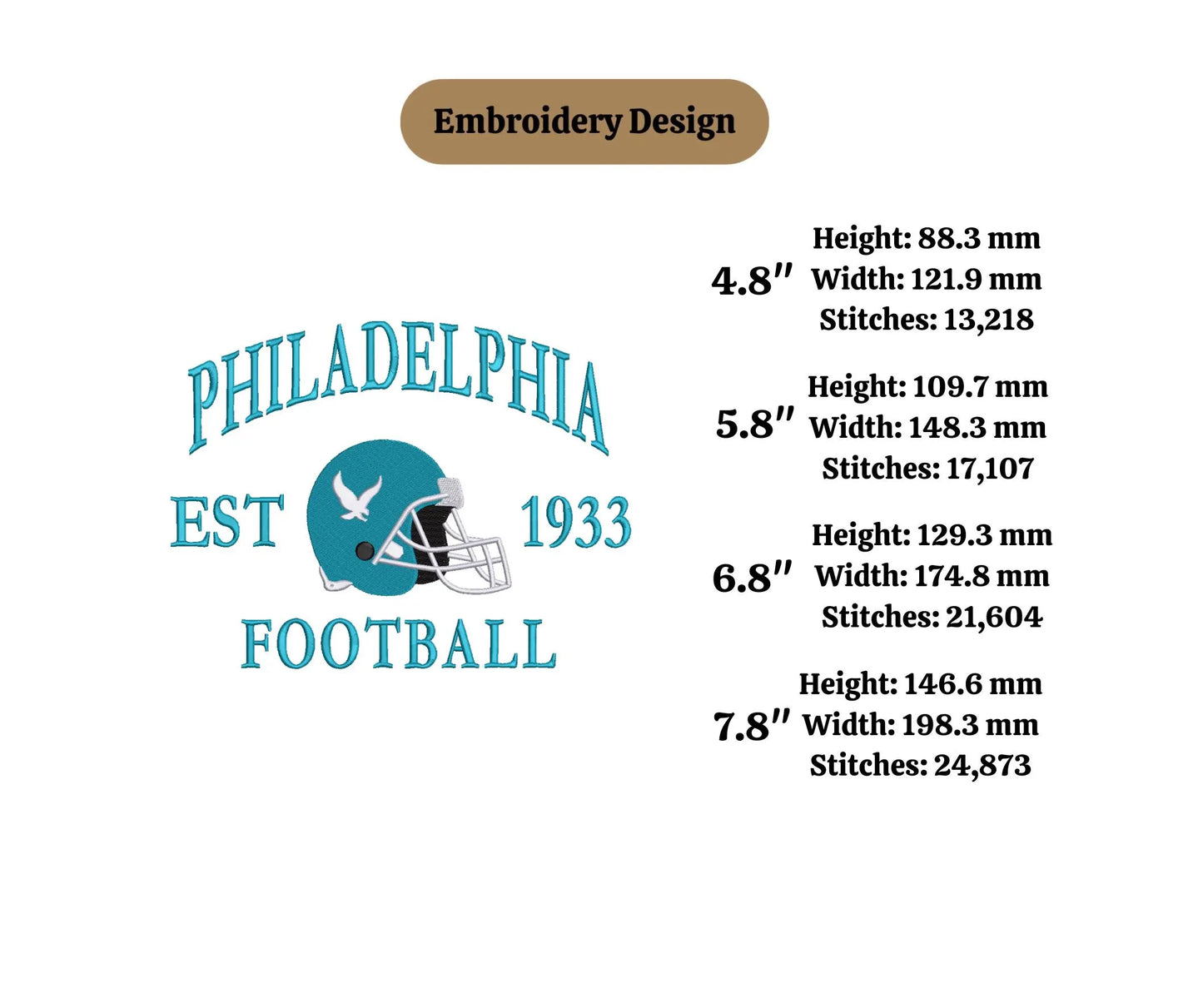 Football game day embroidery PHILADELPHIA state machine embroidery file PHILADELPHIA Team Embroidery Design,Game Day Apparel