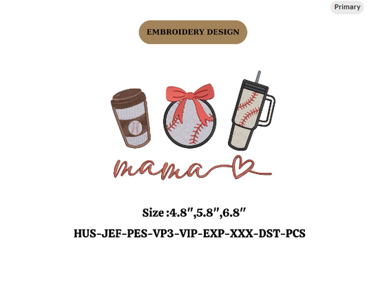 Baseball Mama Embroidery trendy Baseball mama Embroidery Sport Embroidery machine Design