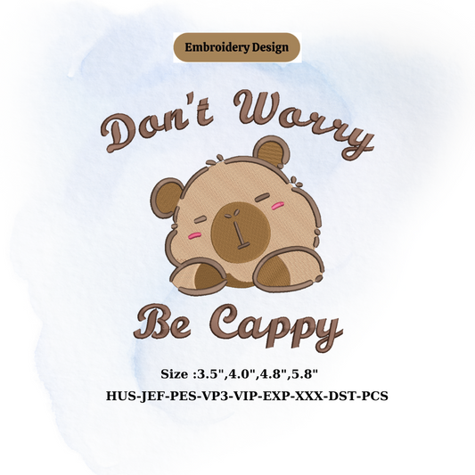 Capybara Machine Embroidery Design, Capybara Embroidery Design be cappy embroidery animal design capypara gift