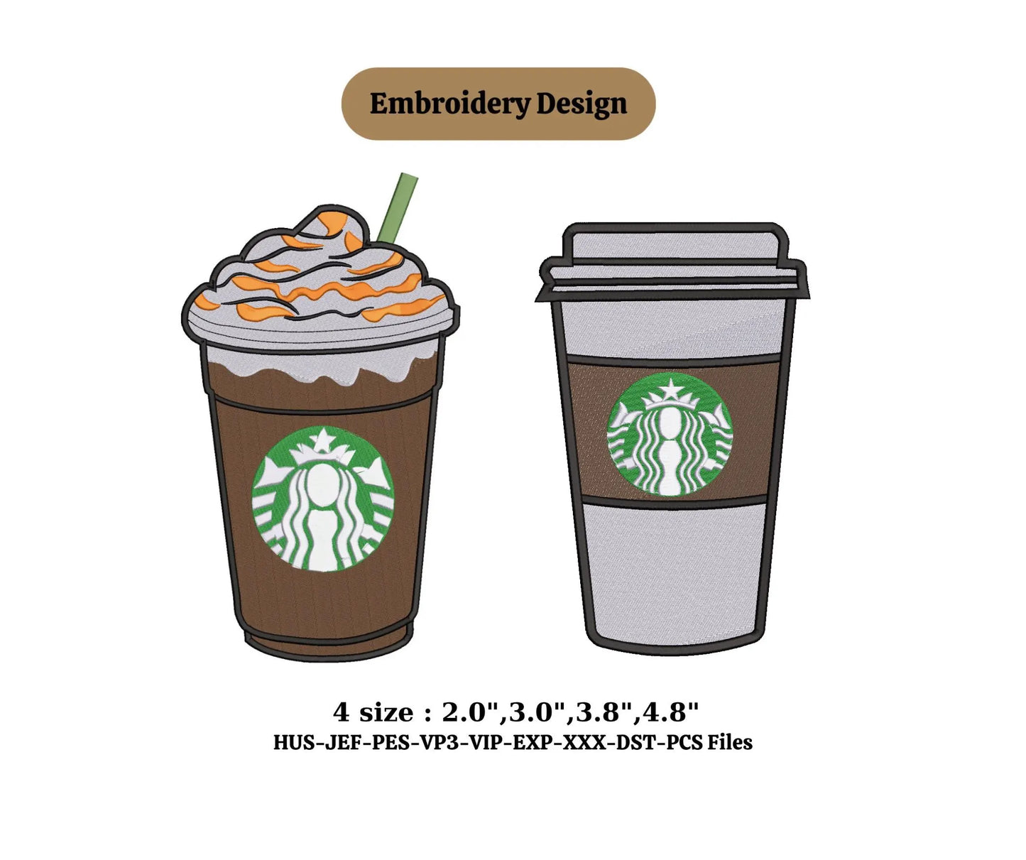 Starbucks coffee cup embroidery design starbucks cup files embroidery Coffee Cup embroidery machine