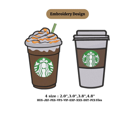 Starbucks coffee cup embroidery design starbucks cup files embroidery Coffee Cup embroidery machine