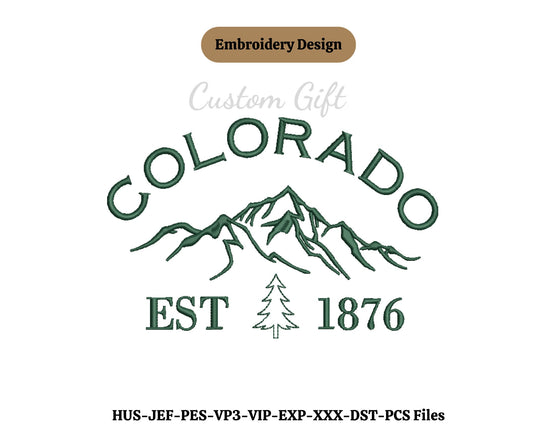 Colorado vintage logo embroidery machine colorado logo embroidery files Colorado vintage state design Colorado embroidery parttens