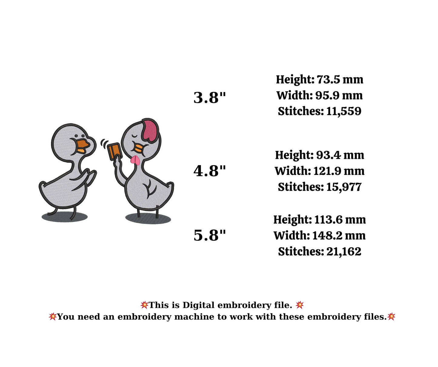 Couple duck embroidery design,couple embroidery ,couple sweatshirt,cute duck design for towel,shirt with PES file,DST...