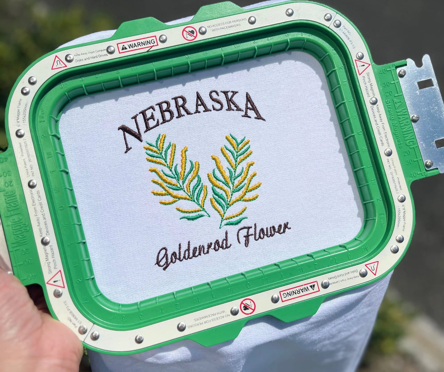 NEBRASKA state embroidery with Goldenrod flower embroidery design for City Lovers,USA state location machine embroidery