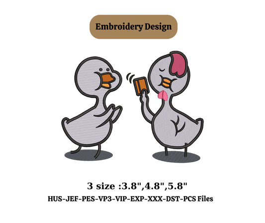 Couple duck embroidery design,couple embroidery ,couple sweatshirt,cute duck design for towel,shirt with PES file,DST...
