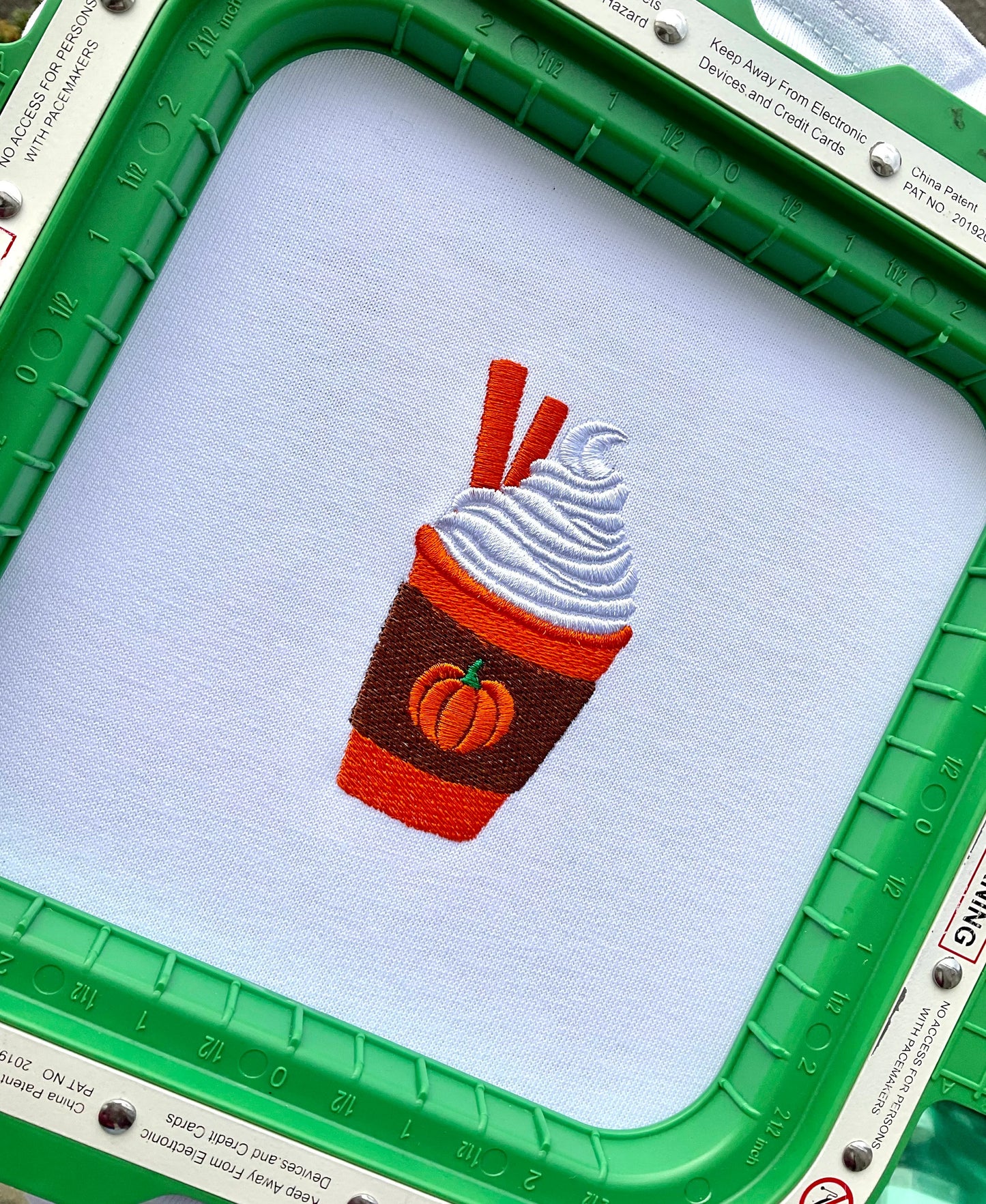 Pumpkin spice latte embroidery machine ,coffee cup embroidery autumn,pumpkin embroidery