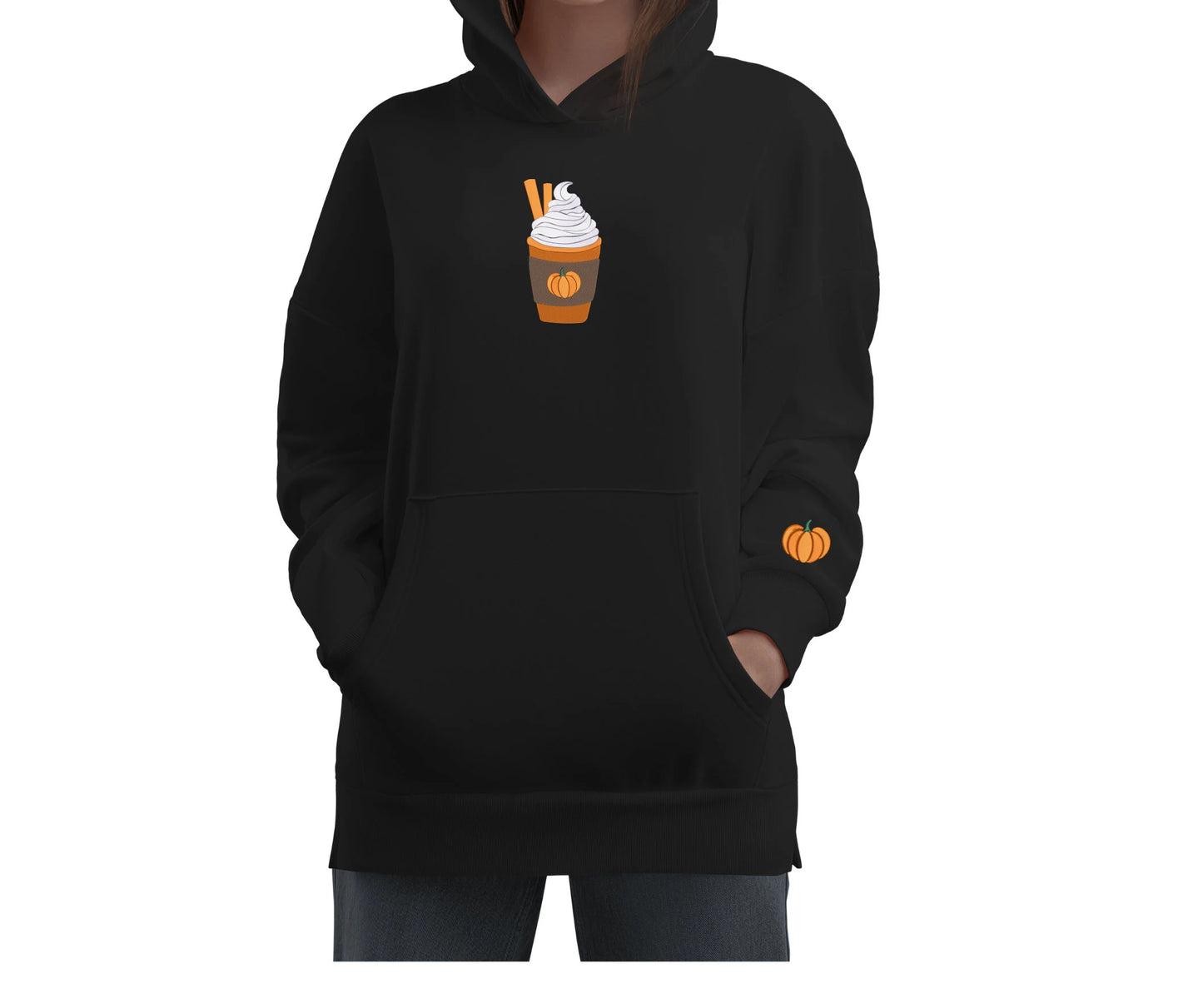 Pumpkin spice latte embroidery machine ,coffee cup embroidery autumn,pumpkin embroidery