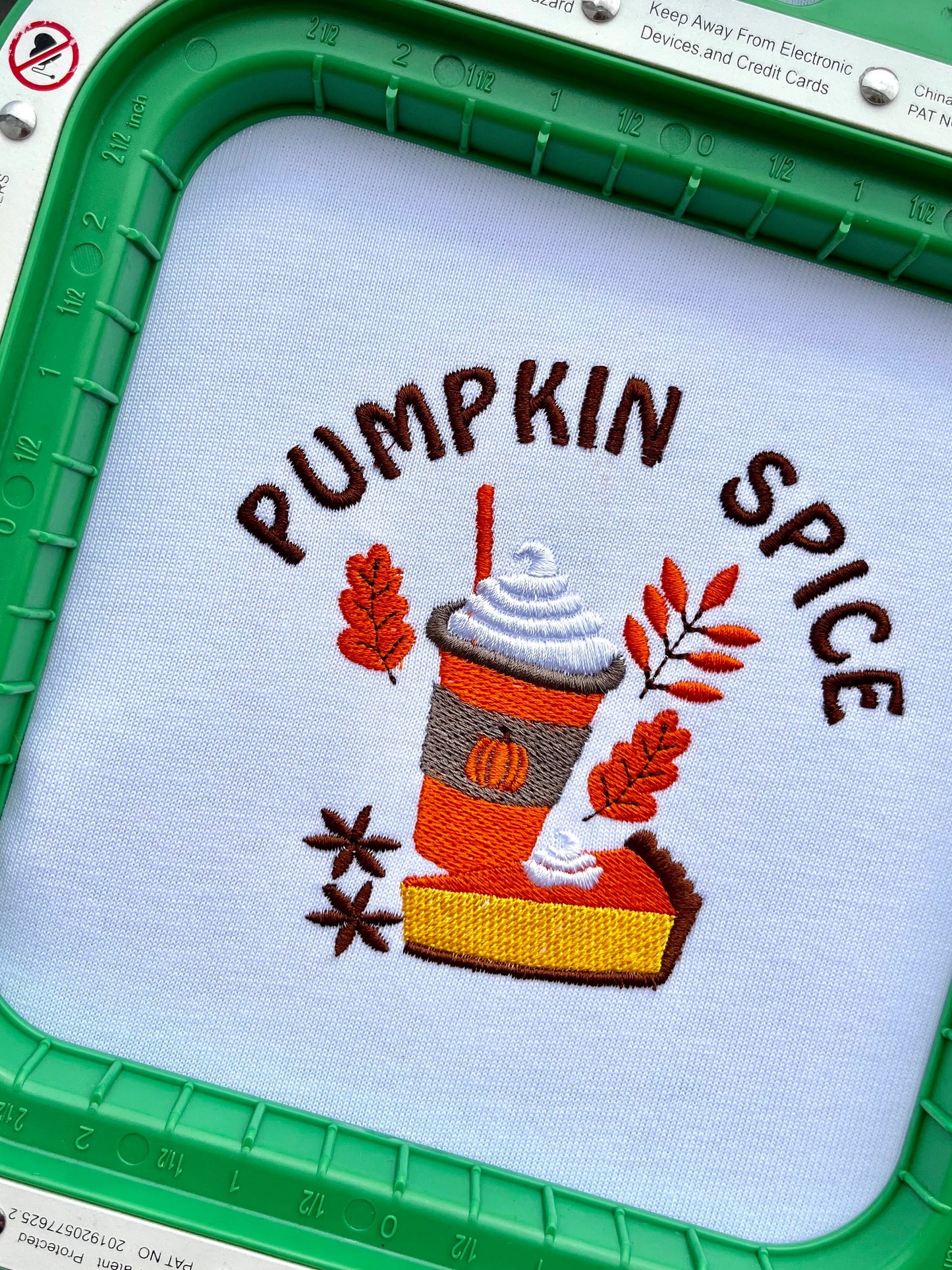 Pumpkin spice latte embroidery machine ,coffee cup embroidery autumn 4 inch hoop