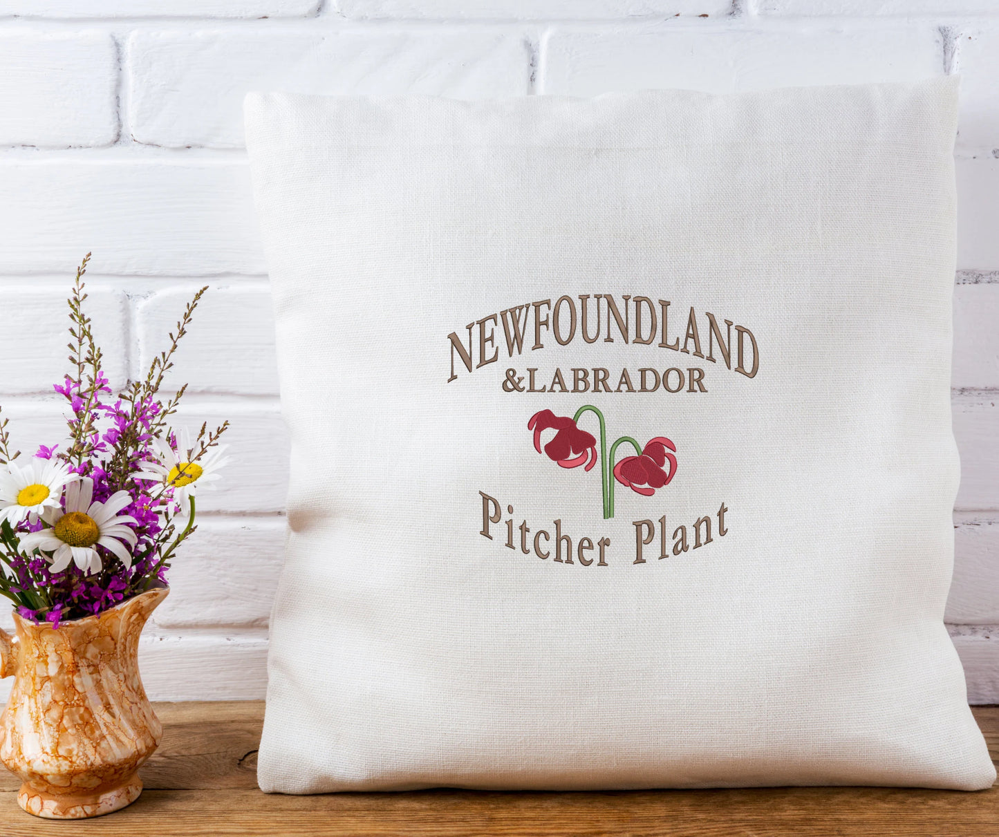 CANADA Newfoundland&Labrador state, embroidery design with Pitcher Plant flower state