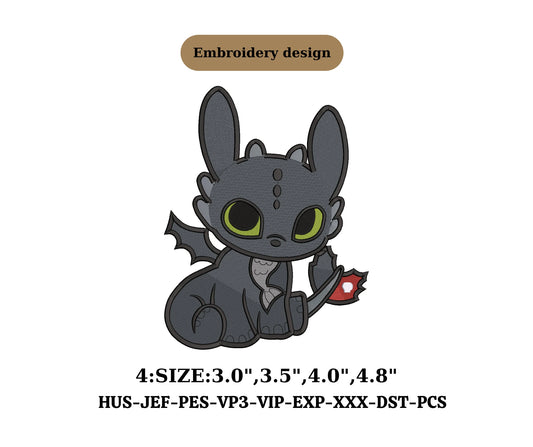 Toothless dragon  embroidery design,embroidery couple,embroidery files,embroidery toothless dragon,couple designs,Cute Dragon Vector
