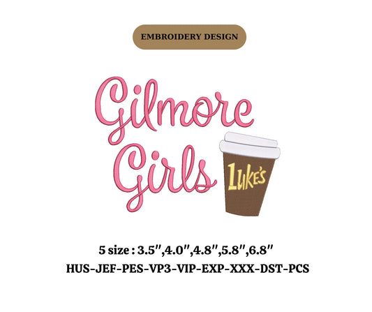 Gilmore Girl Luke'S coffee embroidery machine design Stars hollow Book embroidery Books embroidery coffee mug embroidery