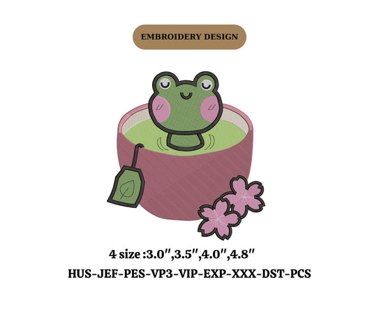 Frog embroidery Frog Art,Frog Shirt,Summer Embroidery,Froggy,Boy Embroidery,Mini Frog,Cute Frog Design, 4x4"hoop flower embroidery