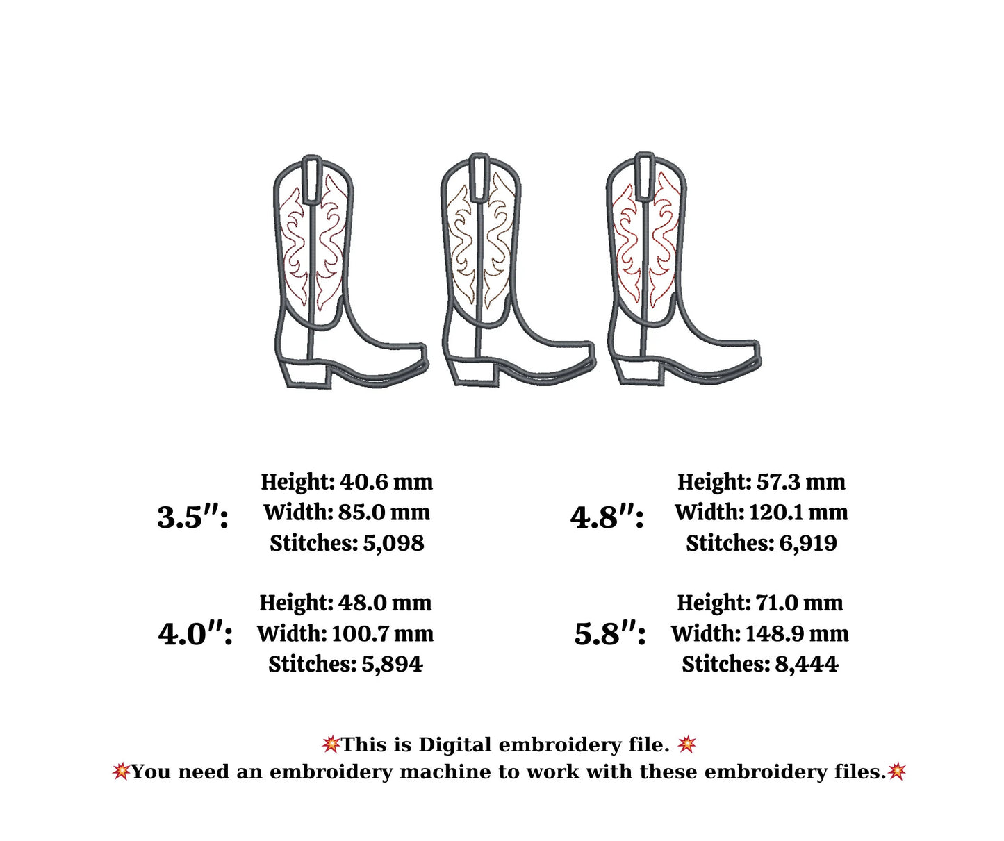 Cowboy Boots Embroidery Design, Wildflower Shoes Embroidery, Wyoming Embroidery Pattern, Cowgirl Hat Stitch, Digital Download