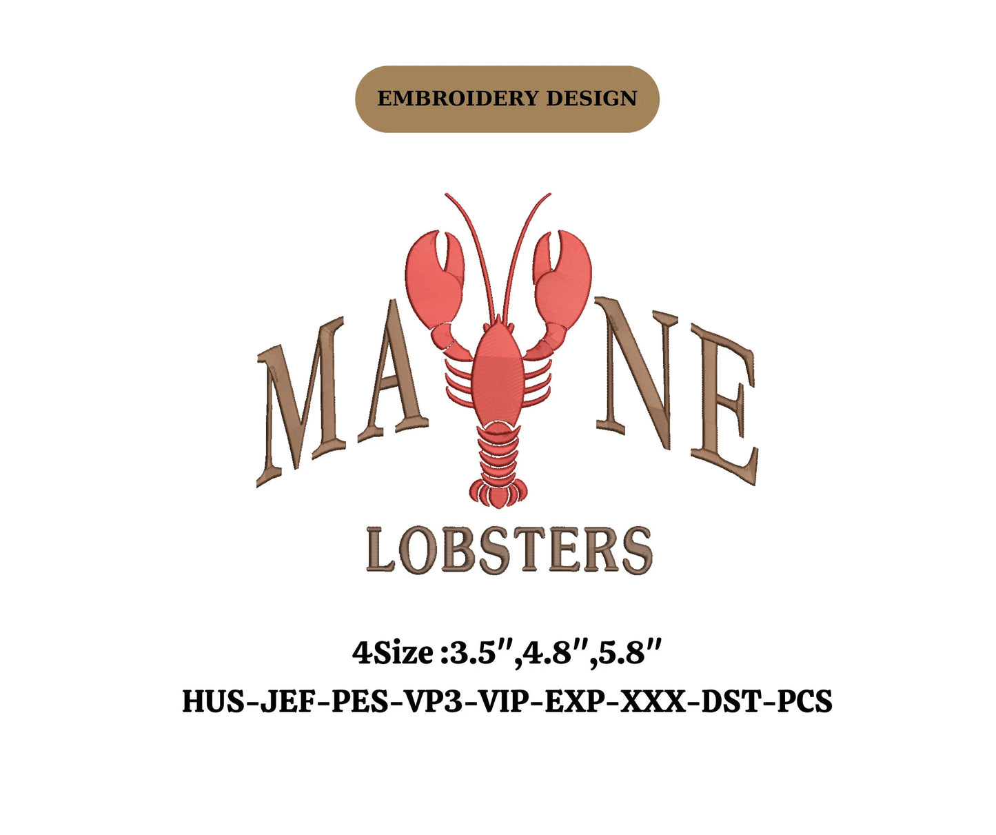 MAINE State embroidery with Lobster embroidery design for City Lovers,USA state location machine embroidery,Lobster festival