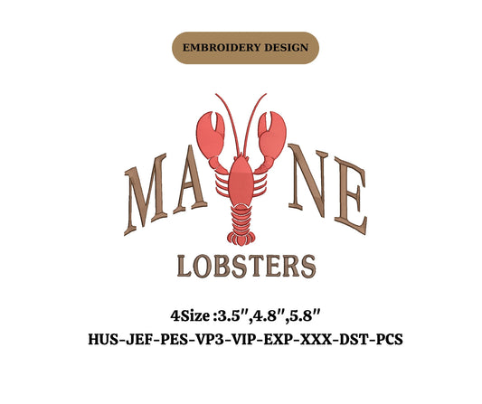 MAINE State embroidery with Lobster embroidery design for City Lovers,USA state location machine embroidery,Lobster festival