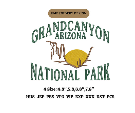 Grand Canyon national park arizona embroidery machine design state embroidery