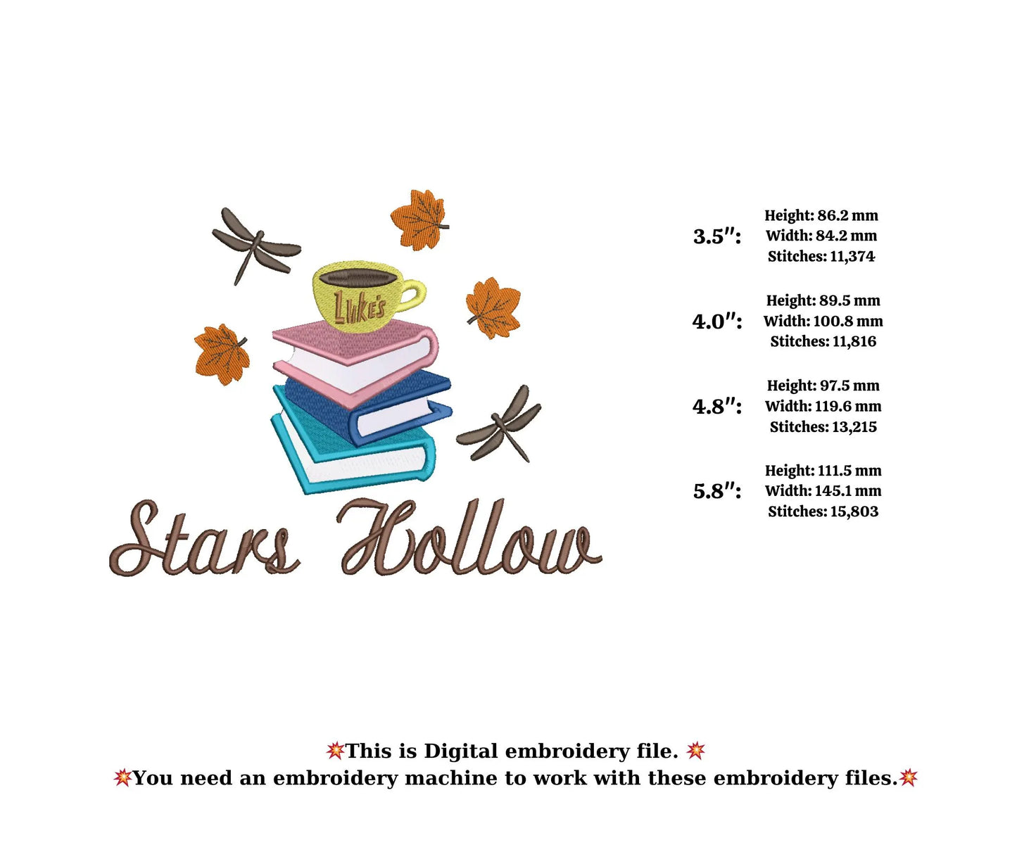 Stars hollow embroidery Autumn Fall embroidery coffee mug embroidery