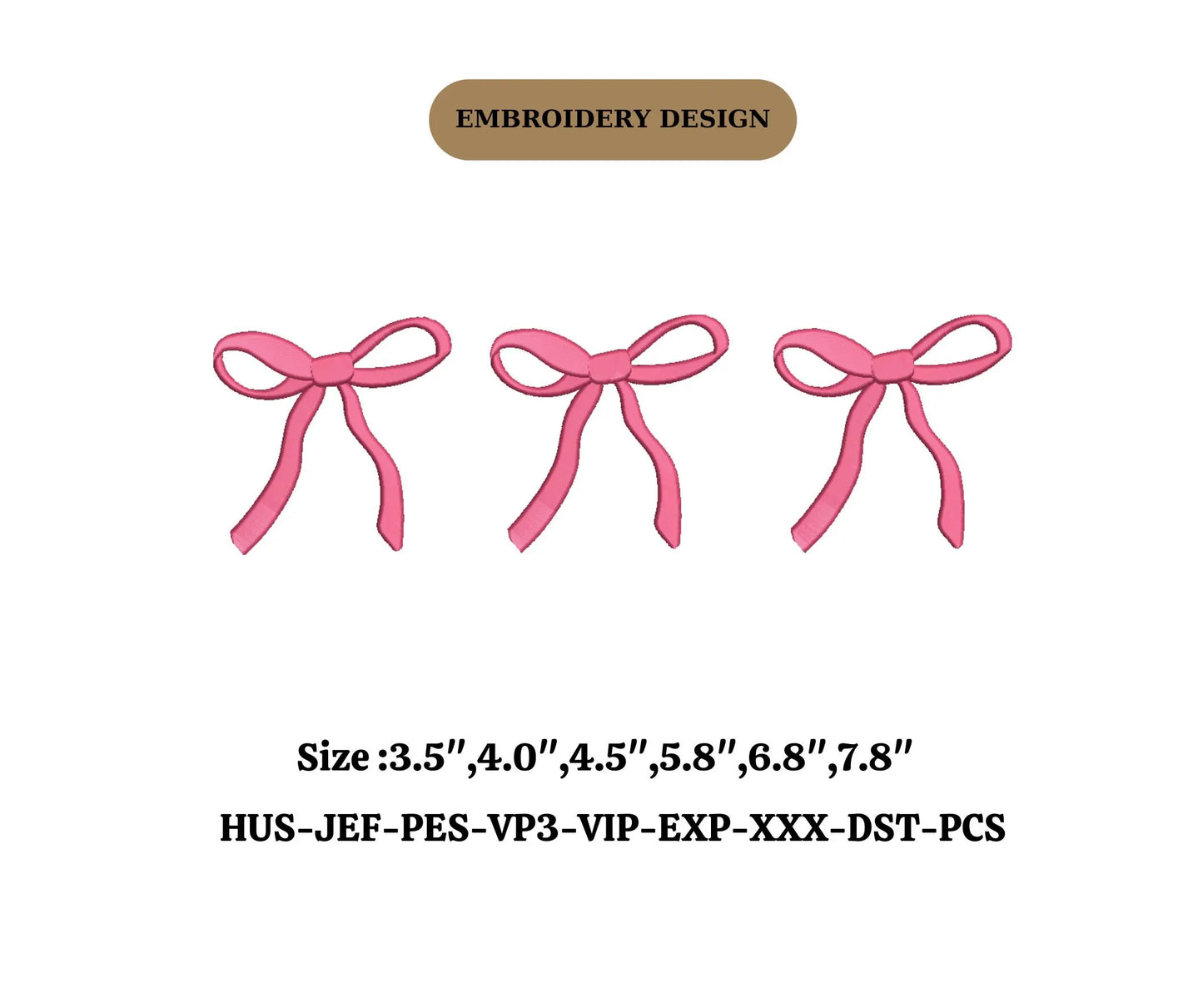 Ribbon Embroidery Machine File, Bow Embroidery Design PES DST, Satin Stitch 4 inch Ribbon, Embroidery Ribbon