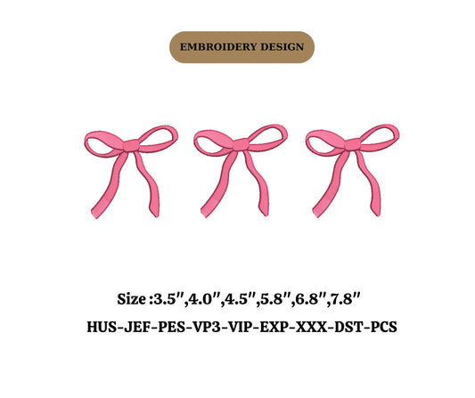 Ribbon Embroidery Machine File, Bow Embroidery Design PES DST, Satin Stitch 4 inch Ribbon, Embroidery Ribbon