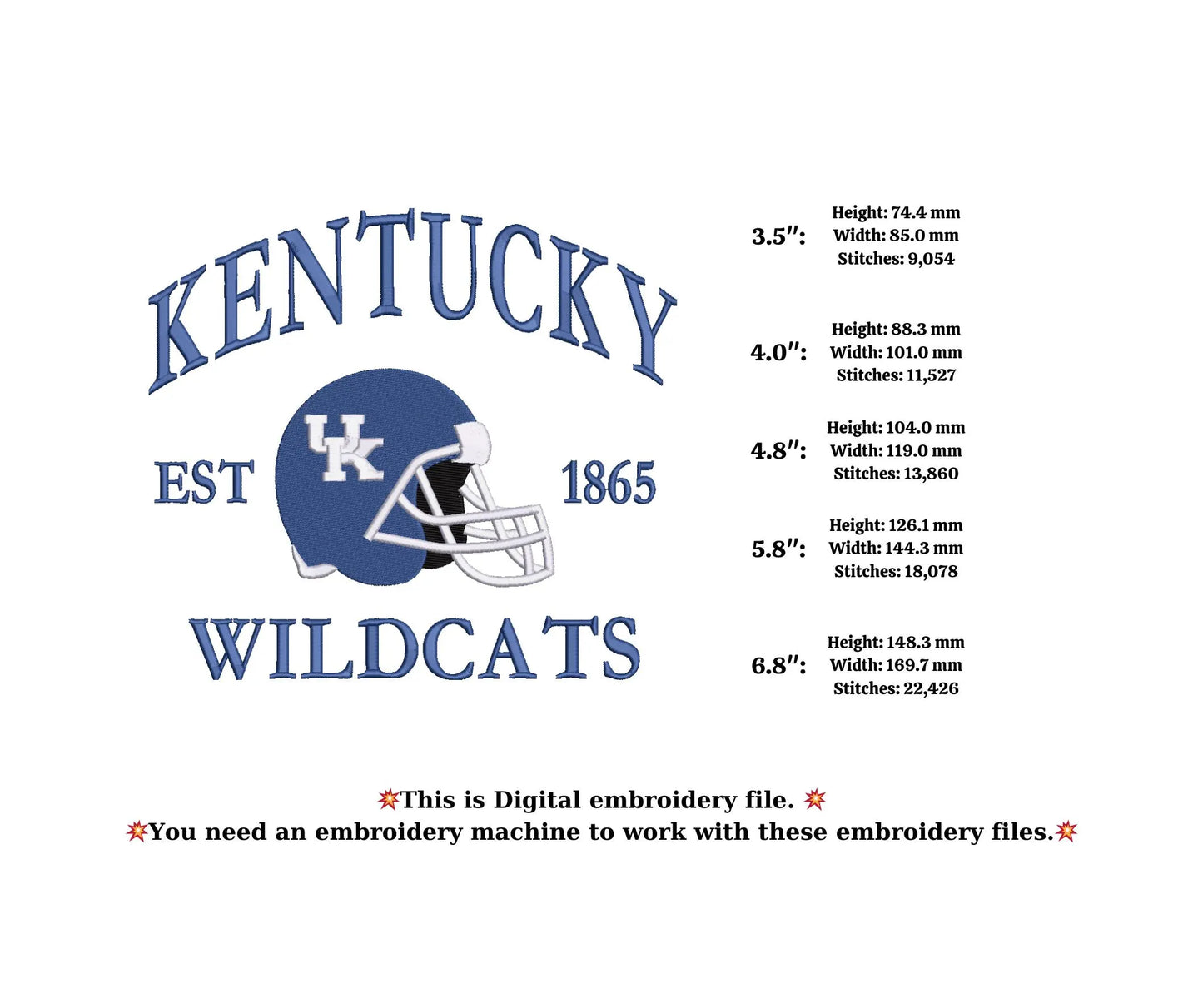 Baseball game day embroidery kentucky wildcats machine embroidery file  Kentucky Team Embroidery Design,Game Day Apparel, 4 inch hoop