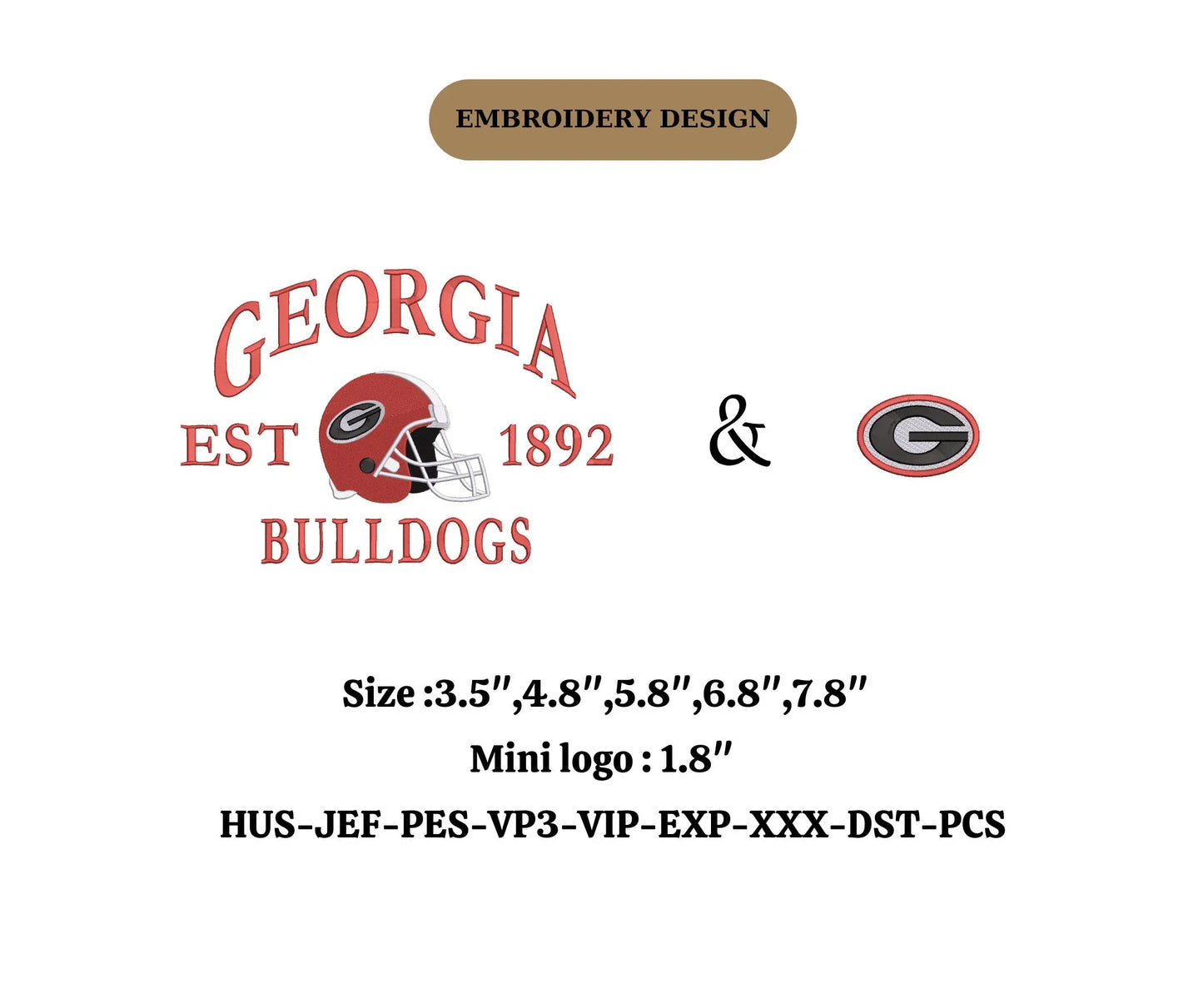 Georgia Bulldogs  2 designs state embroidery state embroidery city lover US embroidery state location designs 4 inch hoop