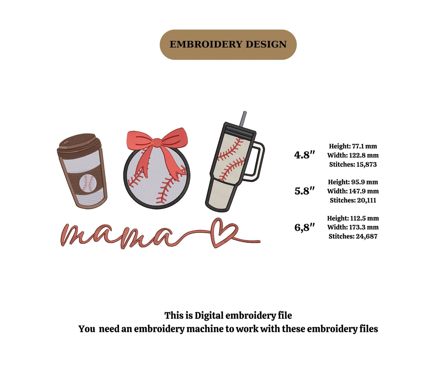 Baseball Mama Embroidery trendy Baseball mama Embroidery Sport Embroidery machine Design