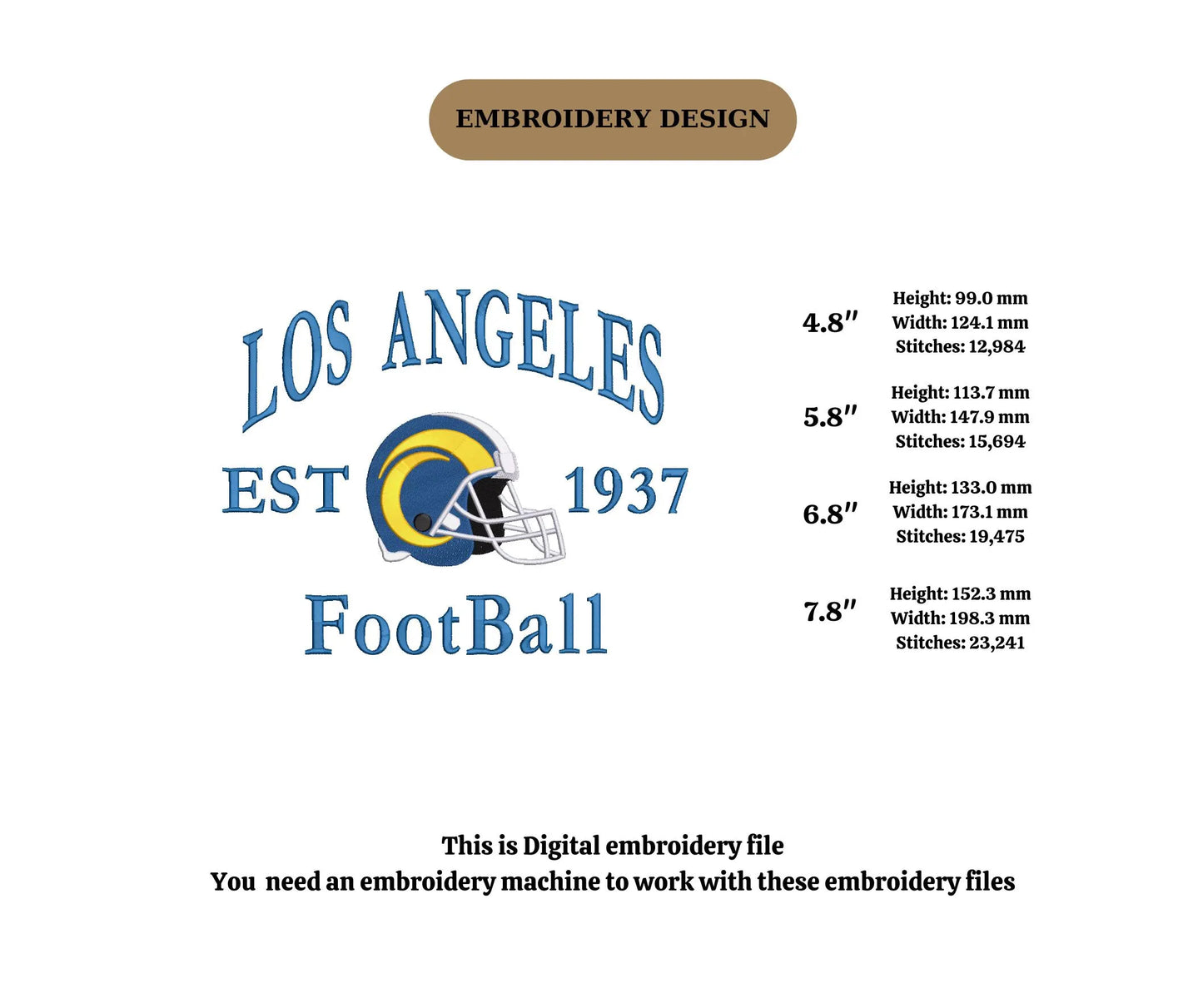 Los Angeles Football  embroidery state embroidery state embroidery city lover US location embroidery