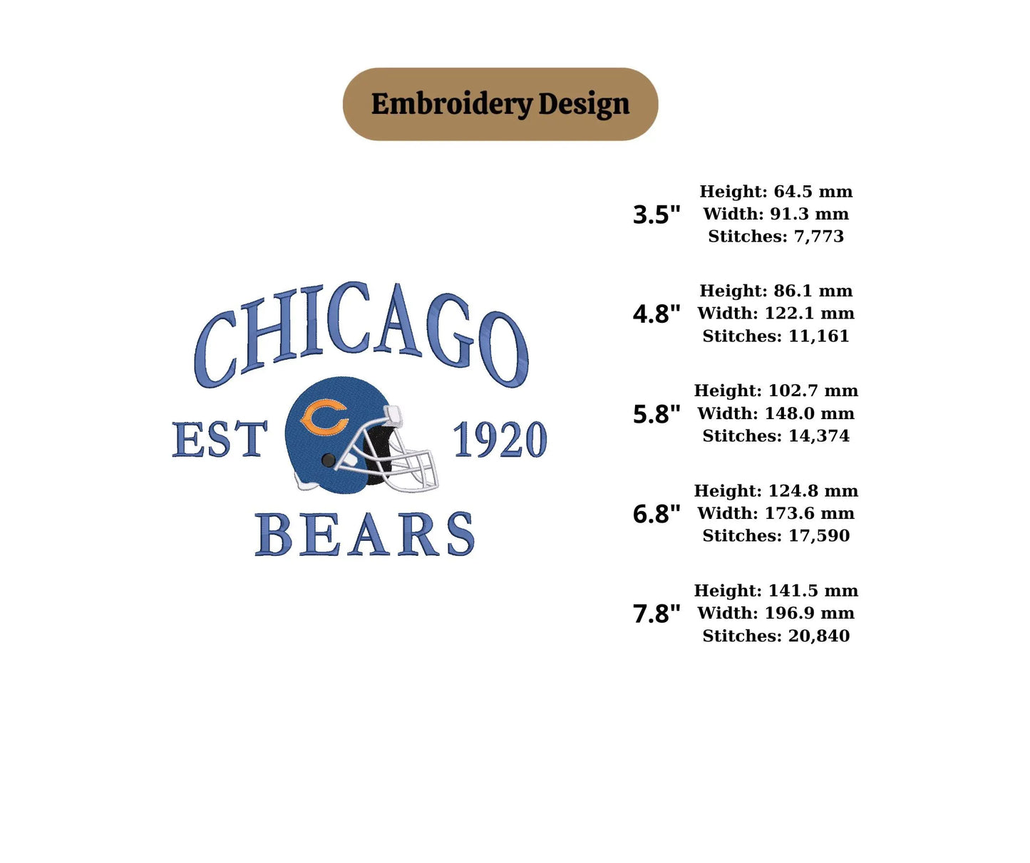 Chicago Bears state embroidery state embroidery city lover US embroidery state location designs 4 inch hoop
