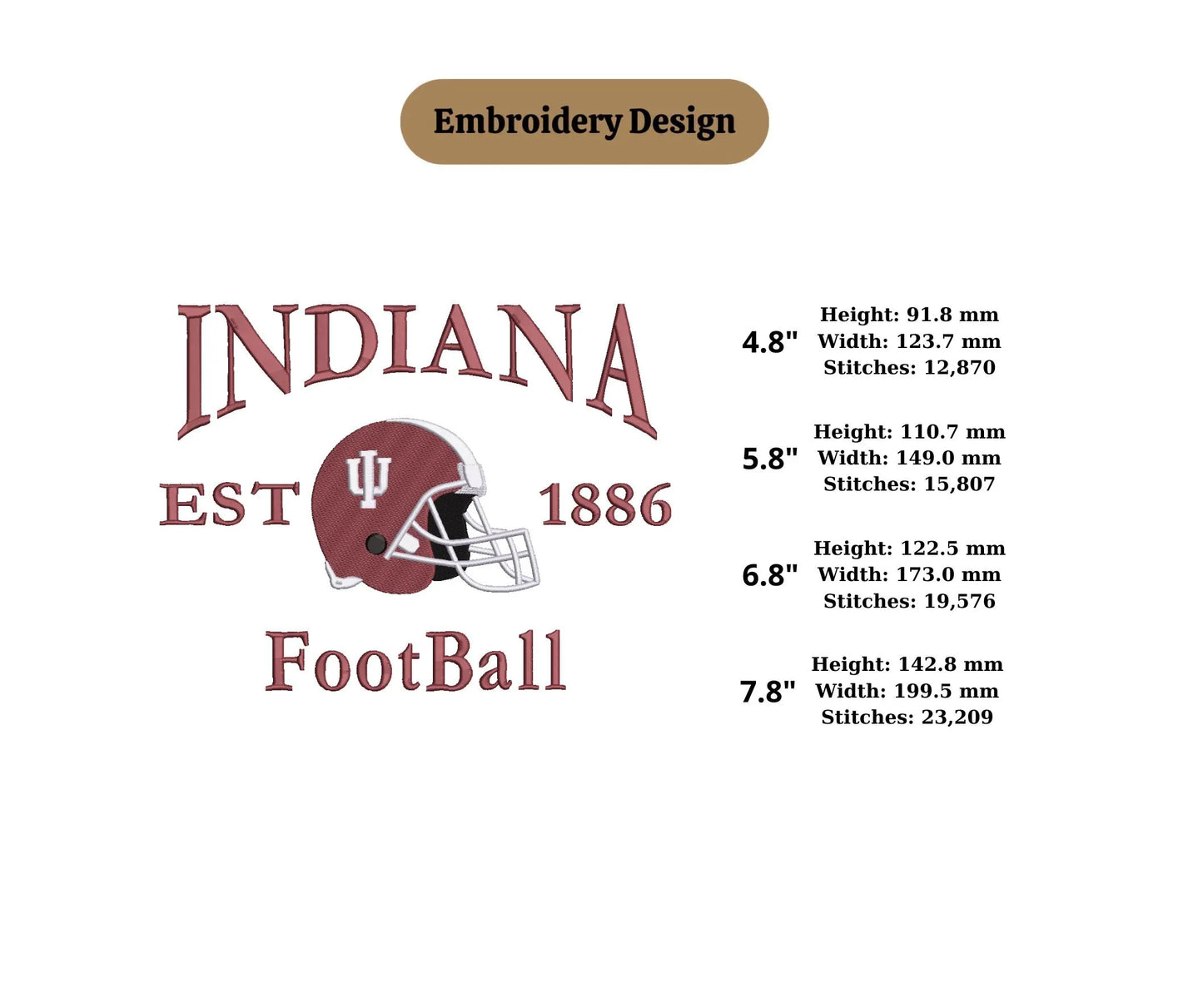 Football game day embroidery Indiana state  machine embroidery file Indiana Team Embroidery Design,Game Day Apparel