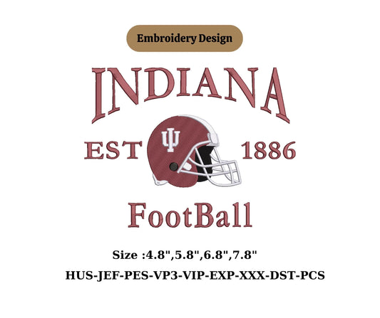 Football game day embroidery Indiana state  machine embroidery file Indiana Team Embroidery Design,Game Day Apparel